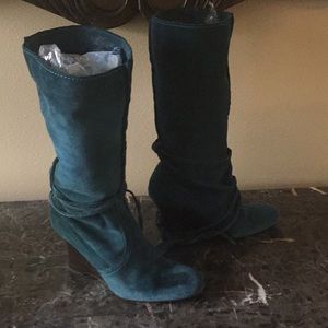 Teal Green Suede Boots